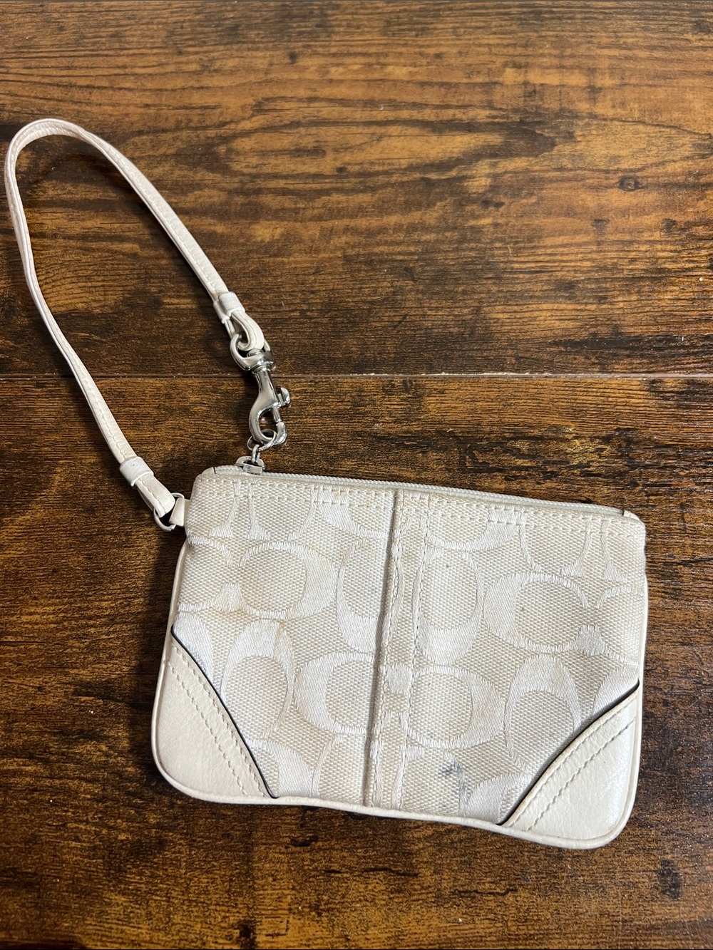 Coach Cream Signature Wristlet Clutch